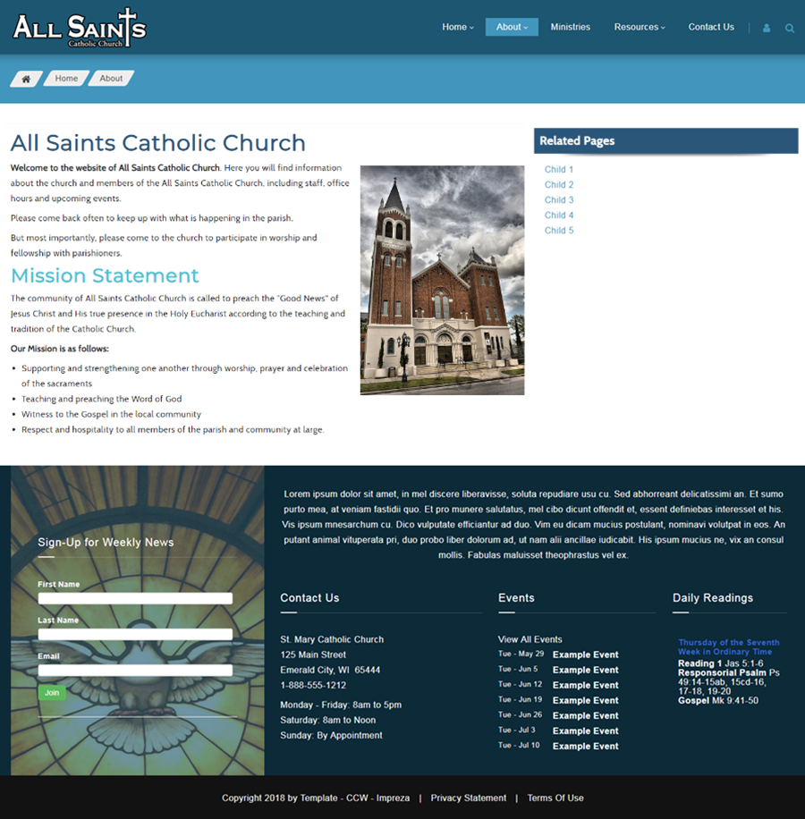 Catholic Church Website Template Imprezza